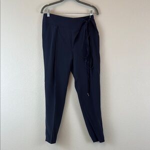 Tibi Blue 100% Silk Ankle Cropped Pants Size 0